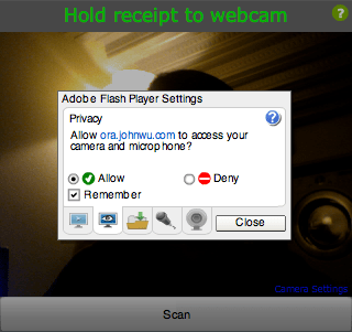Webcam permission screenshot